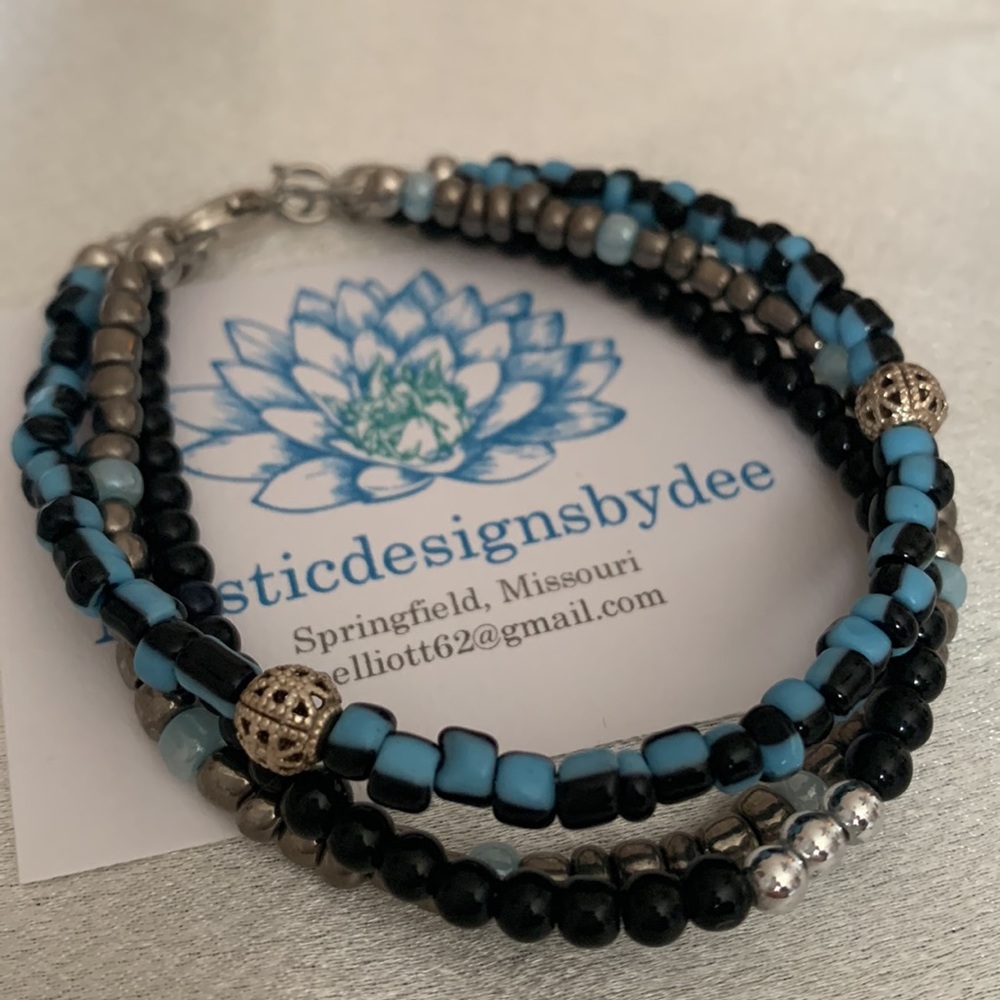 Triple strand beaded bracelet